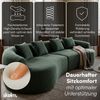 skølm 'Loki' Sofa 4 Sitzer, Vollschaumcouch mit Federkern und Vakuum-Kompression, kein Aufbau erforderlich, mit 4 Kissen, Teddy-Bouclé-Stoff in dunkelgrün Bild 3