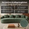 skølm 'Loki' Sofa 4 Sitzer, Vollschaumcouch mit Federkern und Vakuum-Kompression, kein Aufbau erforderlich, mit 4 Kissen, Teddy-Bouclé-Stoff in dunkelgrün Bild 5