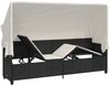 Sonnenliege, Gartenliege mit Dach und Kissen Schwarz Poly Rattan Bild 5