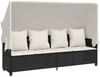 Sonnenliege, Gartenliege mit Dach und Kissen Schwarz Poly Rattan Bild 2