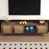 TV-Schrank 200 cm Walnuss Schwarz LED 16 Farben App-gesteuert Modernes Design Metall Glas Lowboard Fernsehschrank Bild 4
