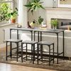 Bartisch Set mit 2 Barhockern, Stehtisch im Industrie Stil, Frühstückstisch mit Metallrahmen für Küche & Hausbar,Grau Bild 3