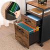Vasagle Rollcontainer mit 2 Schubladen Aktenschrank Nachttisch Büroschrank mit Rädern 66 x 41 x 45 cm stabiles Stahlgestell vintagebraun-schwarz OFC71X Bild 4