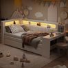Tagesbett 90x200 cm mit Schreibtisch, Ausziehbett, LED & USB, ohne Matratze, weiß Bild 4