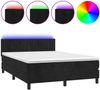 vidaXL Boxspringbett mit Matratze & LED Schwarz 140x200 cm Samt 3134527 Bild 2