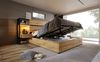 Doppelbett, MDF & Metall mit Stauraum, 180x200 cm, Eichenfarbe, ohne Matratze Bild 4