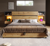 Doppelbett, MDF & Metall mit Stauraum, 180x200 cm, Eichenfarbe, ohne Matratze Bild 2