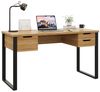 OKWISH Schreibtisch für Büro und Homeoffice (robuste Schubladenschienen, drei Schubladen zur Aufbewahrung, Holzfarbe + Schwarz, 1-St, 130*55*76cm) Bild 2