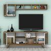 Dmora Fernsehschrank Drusilla, Ständer für Wohnzimmerfernseher, Niedriges Wohnzimmer-Sideboard, TV-Ständerbasis, 160x35h56 cm, Walnuss und Weiß Bild 4