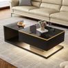 Couchtisch 100 x 50 x 32,5 cm mit Glasplatte, Ablagefächern und LED-Beleuchtung in Schwarz Bild 5