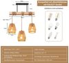 Rosnek Hängeleuchten 3-flammige Rattan Pendelleuchte 40 W – Höhenverstellbar Küchenlampe, Warmweiß, Halogen, Farmhouse Kronleuchter aus Glas für Küche, Esszimmer – Landhausstil Bild 4
