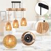 Rosnek Hängeleuchten 3-flammige Rattan Pendelleuchte 40 W – Höhenverstellbar Küchenlampe, Warmweiß, Halogen, Farmhouse Kronleuchter aus Glas für Küche, Esszimmer – Landhausstil Bild 2