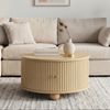 Merax Couchtisch Runder Satztisch Beistelltisch in Retro-Design (72 × 72 × 38 cm, 1-St), Wohnzimmertisch mit Schiebetüren, 4 Fächern, Metallfüße,Reliefstruktur Bild 4