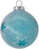 Weihnachtskugel Sterne Sand türkis Ø8cm, halbtransparent - Schatzhauser Weihnachtschmuck Bild 1