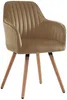 Vente-unique - Stuhl mit Armlehnen - Samt & Metall in Holzoptik - Beige - ELEANA Bild 2