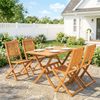 Gartenmöbel Set Akazienholz Sitzgruppe 5-teilig Klappbar Tisch mit 4 Klappstühlen Lamellendesign Bild 4