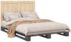 vidaXL Massivholzbett mit Kopfteil Grau 140x200 cm Kiefer 3281546 Bild 4