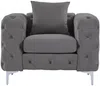 Vente-unique - EDWINA Sofa and armchair set SamtStoff Grau - B 91 cm x H 76 cm x L 106 cm220 cm Bild 5