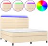 Boxspringbett mit Matratze & LED Stoff Creme 180x200 cm Bild 2