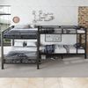 Merax Etagenbett, 90x200cm&140x200cm Doppelbett Eisenbett, Dreistufige Leiter, Stabiler Lattenrost, Mehrbettkonfiguration, Schwarz Bild 3