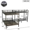 Merax Etagenbett, 90x200cm&140x200cm Doppelbett Eisenbett, Dreistufige Leiter, Stabiler Lattenrost, Mehrbettkonfiguration, Schwarz Bild 4