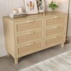 Merax Sideboard mit 6 Schubladen in Rattanoptik (1 St), Kommode Anrichte Buffetschrank aus Naturholz mit Stauraum, 120x75x40cm Bild 4