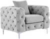 Vente-unique - EDWINA Sessel SamtStoff Grau - B 91 cm x H 76 cm x L 106 cm Bild 3