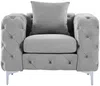 Vente-unique - EDWINA Sessel SamtStoff Grau - B 91 cm x H 76 cm x L 106 cm Bild 4