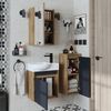 Roomart LEO Badmöbel Set– 4-teiliges Badezimmermöbel Set - Waschbeckenunterschrank mit Keramikwaschbecken, Spiegelschrank & Hochschrank - H 45 x B 24.5 x T 46.5 cm • Anthrazit-Eiche Bild 2