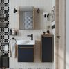 Roomart LEO Badmöbel Set– 4-teiliges Badezimmermöbel Set - Waschbeckenunterschrank mit Keramikwaschbecken, Spiegelschrank & Hochschrank - H 45 x B 24.5 x T 46.5 cm • Anthrazit-Eiche Bild 3