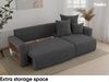 MEBLINI Schlafcouch mit Bettkasten - 238 x 142 x 73 cm - Dunkelgrau Cordstoff - SOLARIS - Kleines Ecksofa mit Schlaffunktion - Sofa mit Relaxfunktion und Kissen - Kleine Couch L-Form - Eckcouch Bild 4