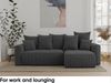 MEBLINI Schlafcouch mit Bettkasten - 238 x 142 x 73 cm - Dunkelgrau Cordstoff - SOLARIS - Kleines Ecksofa mit Schlaffunktion - Sofa mit Relaxfunktion und Kissen - Kleine Couch L-Form - Eckcouch Bild 3