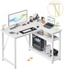 HOMALL Eckschreibtisch 100/120L Form mit Ablagefächern, 2 Tier DIY Lagerregalen Computertisch (140 x 50 x 75/B0 cm groBer Gaming- Tisch mit zwei Ablageflachen, einer abnehmbaren Trennwand zum Selberbauen und Kopfhorer-/Becherhaltern), Schreibtisch,PC T... Bild 2