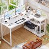 HOMALL Eckschreibtisch 100/120L Form mit Ablagefächern, 2 Tier DIY Lagerregalen Computertisch (140 x 50 x 75/B0 cm groBer Gaming- Tisch mit zwei Ablageflachen, einer abnehmbaren Trennwand zum Selberbauen und Kopfhorer-/Becherhaltern), Schreibtisch,PC T... Bild 5