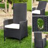 Garten hochlehner Sessel + Kissen Stuhl Balkon Sitzmöbel Rattansessel schwarz Bild 5