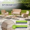 Juskys Polyrattan Gartenmöbel-Set Fort Myers creme – Sitzgruppe mit Tisch, Sofa & 2 Stühlen - Balkonmöbel für 4 Personen mit sandfarbigen Auflagen Bild 2