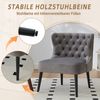 LVHOM Polsterstuhl aus Samt, Esszimmerstühle mit Knopfheftung, ohne Armlehnen, Massivholz Beine, Für Wohnzimmer, Büro & Schlafzimmer, Grau Bild 5