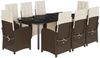 vidaXL 9-tlg. Garten-Essgruppe mit Kissen Braun Poly Rattan 3212555 Bild 2