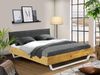 Möbel-Eins CURBY Kufenbett mit Polster-Kopfteil, Material Massivholz, rustikale Altholzoptik, Fichte, Kufen Weiß natur 160x220 cm Stoff Anthrazit Bild 2
