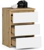 Home Collective Kommode 40 cm breit Holz Highboard Sideboard für Flur Schlafzimmer Wohnzimmer (Mehrzweckschrank Schrank schmal Kommode Schlafzimmer mit Schubladen), Kinderzimmer Organizer, 57 cm hoch mit 3 Schubladen Artisan Eiche-weiß Bild 2