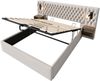 Polsterbett 160x200 cm mit hydraulischem Bettkasten, Samtbezug Beige, integrierte Nachttische mit Leselicht und USB/Type‑C Bild 5