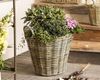 Rattan Pflanzkorb "Rustikal" rund Ø 45x40 cm groß, grau, Outdoor Blumentopf, Pflanzkübel, Pflanztopf für Draußen, Blumenkübel Bild 2