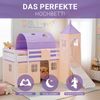 Hochbett Kinder 90x200 cm mit Rutsche Kinderbett Kinderhochbett Stockbett Vorhang Tunnel Turm Lila Peach Bild 5