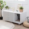 2 in 1 Beistelltisch & Katzenschrank mit Kratzbrett Katzentoilette Kaffeetisch 90 x 50 x 50 cm Grau Bild 2