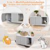 2 in 1 Beistelltisch & Katzenschrank mit Kratzbrett Katzentoilette Kaffeetisch 90 x 50 x 50 cm Grau Bild 5