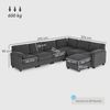 HOMCOM Ecksofa Sofa mit Federpolsterung gepolsterte Armlehnen beweglicher Ottomane, Eckcouch 1 Teile, aus Cord für Wohnzimmer, 292 x 224 x 85 cm Dunkelgrau Bild 3