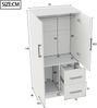 Kleiderschrank 70x40x135 cm, Doppeltür mit 2 Schubladen, weiß Holzoptik Bild 3