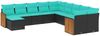 vidaXL 11-teiliges Gartensofa-Set mit Kissen, schwarzes Polyrattan 3228248 Bild 2