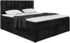 MEBLINI Boxspringbett LUKAS 200x220 cm mit Bettkasten - H4/Schwarz Samt Polsterbett - Doppelbett mit Topper & Taschenfederkern-Matratze Bild 2