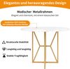 Esstisch 80x80x76cm, Rundertischer Küchentisch, Wohnzimmer Tisch, Esszimmertisch, MDF Tischplatte mit Marmormuster, stabiler Metallrahmen Bild 3